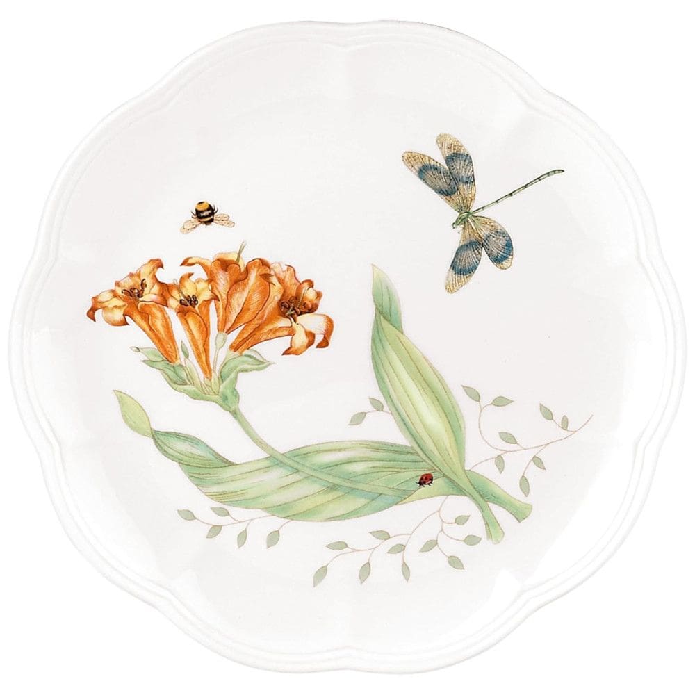 Pires de 22 cm com Tema de Flores e Libélula, Formato Redondo e Material de Porcelana, LENOX, Branco