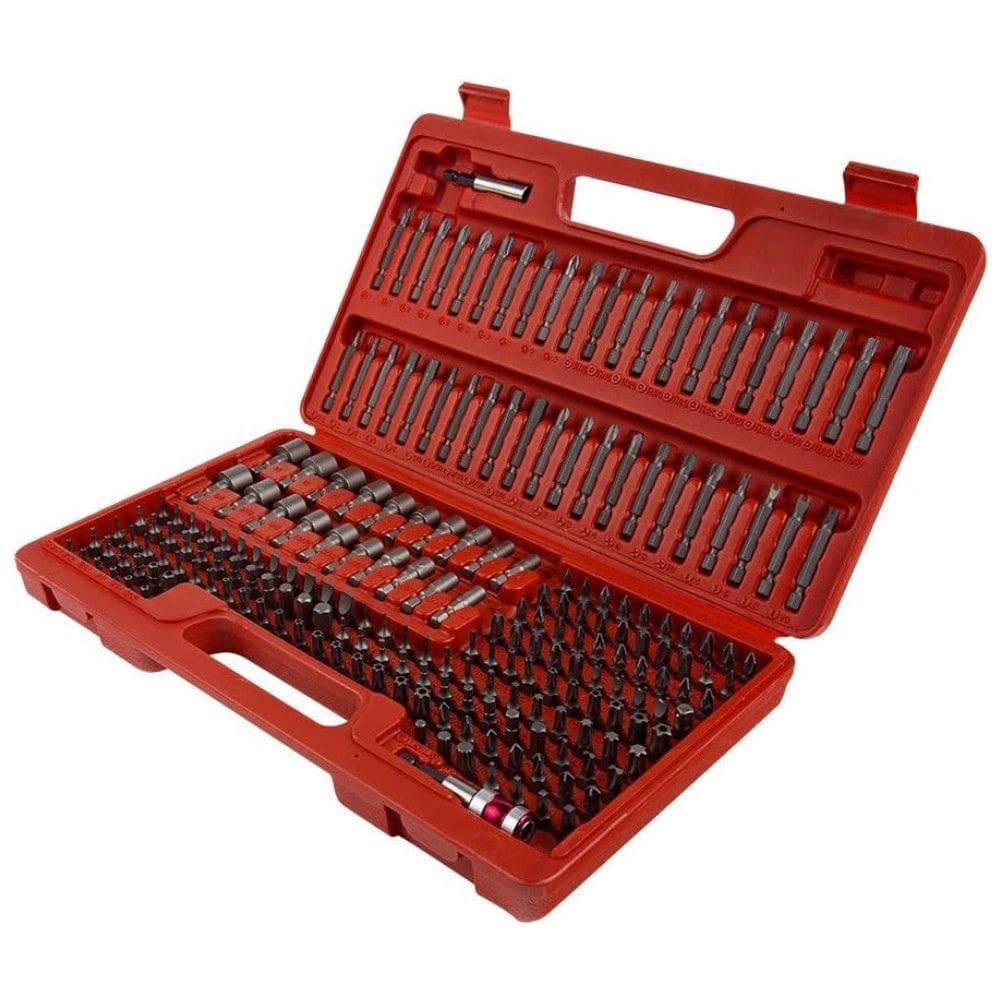 Kit de Brocas em Aço S2 208 Peças com Estojo, SUNEX TOOLS 9729, Vermelho