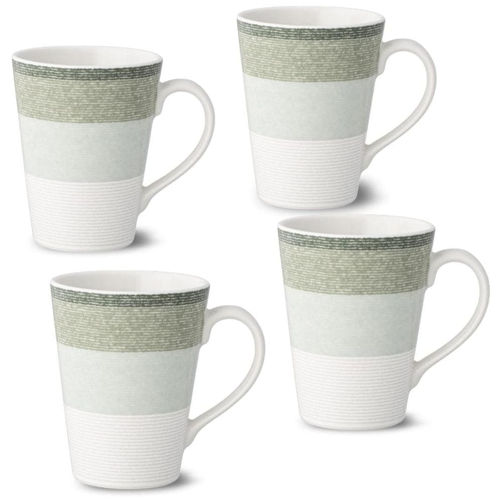 Conjunto de Canecas, Estilo Moderno com 4 Peças, Capacidade 350mL e Material de Porcelana, Noritake G037-484D, Branca e Verde