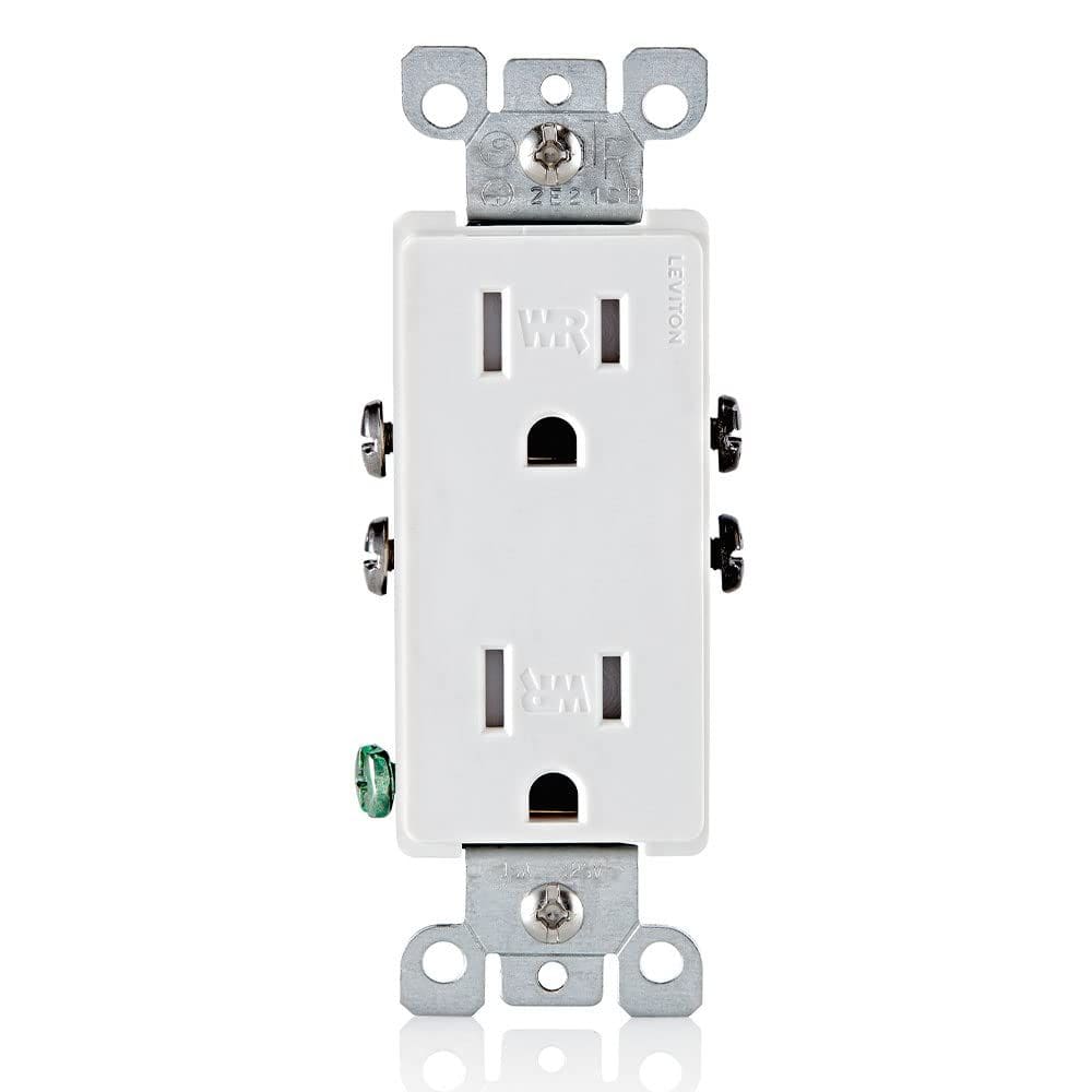 Tomada Leviton de 15 A 125V Duplex resistente a intempéries branca