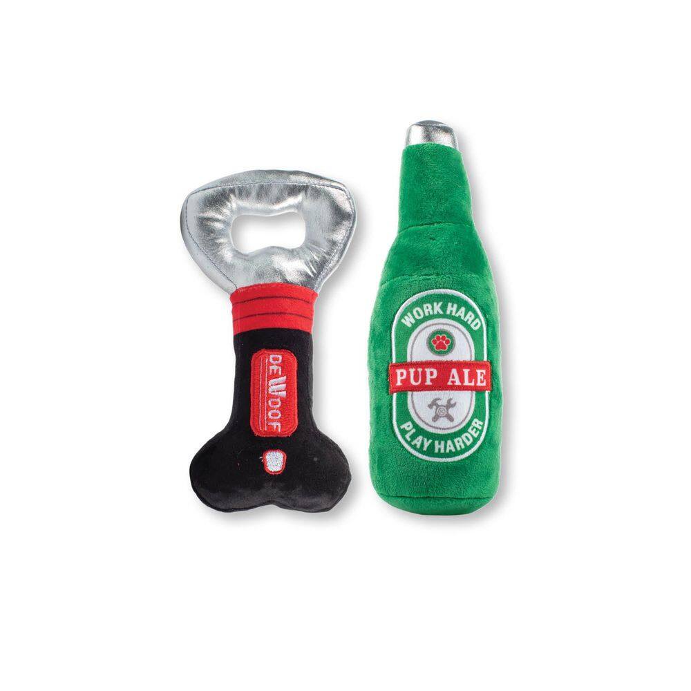 Conjunto de brinquedos para cães, frasco de pelúcia com franjas e abridor com guinchos