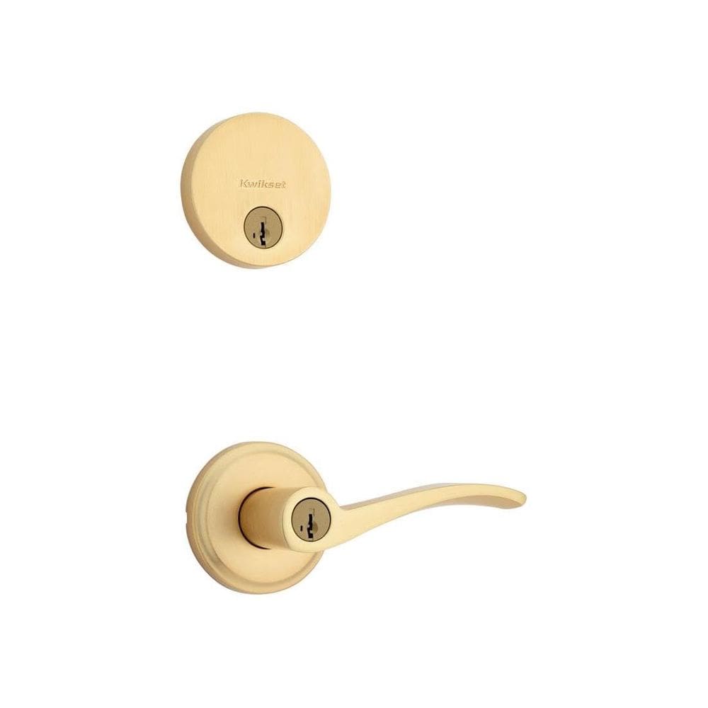 Alça de fechadura de porta Deadbolt Combo Kwikset Sedona Satin Brass