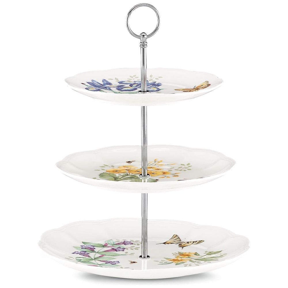 Bandeja de Servir em Porcelana, 3 Andares, Lenox Butterfly Meadow, Branco
