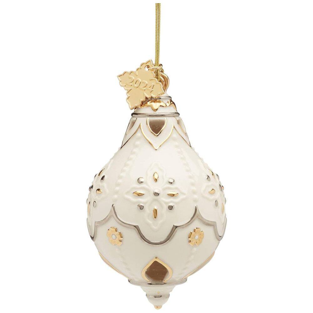 Pendente de Natal em Porcelana, Edição Limitada, Lenox 895765 2024, Branco Marfim