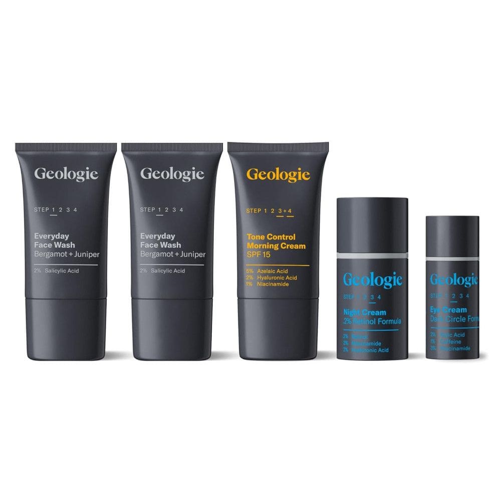 Mens Travel Skincare Set Simple, Powerful Ingredients That Get Results Anti Aging, Acne, Cleanse, Hydrate 30 Day Routine with Face Wash