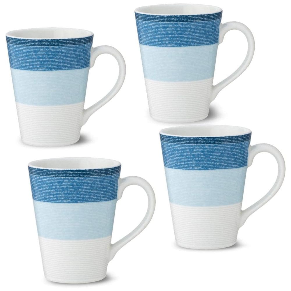 Conjunto de Canecas, Estilo Moderno com 4 Peças, Capacidade 350mL e Material de Porcelana, Noritake G020-484D, Branca e Azul