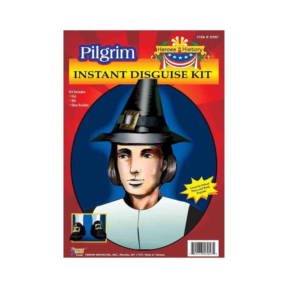 Kit de disfarce Rubies Adult Pilgrim Man com chapéu, babador e fivelas