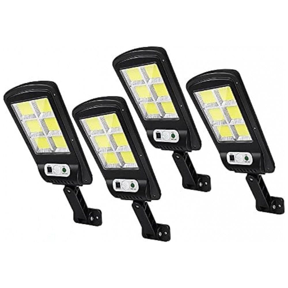 Luminária Solar Externa 120 LED com 3 Modos e Controle Remoto, 4 Unidades, WEGITCS, Preto