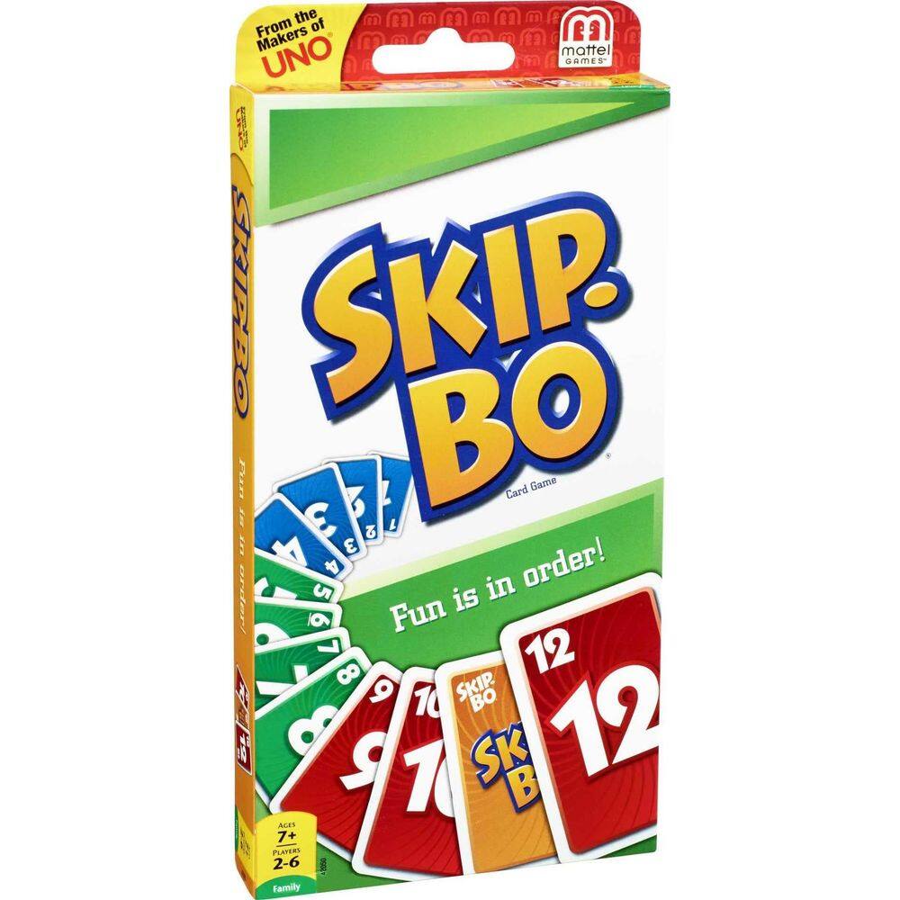 Jogo de cartas Mattel Games SKIP BO com 162 cartas e instruções