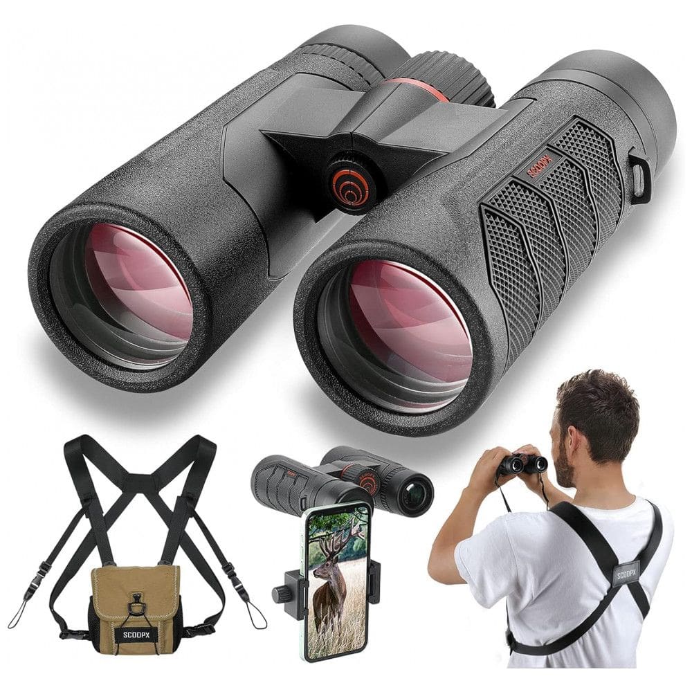 Binóculos HD 10x42 À prova d e Bolsa de zenamento, Visão 914 Metros, SCOOPX S BW19, Preto