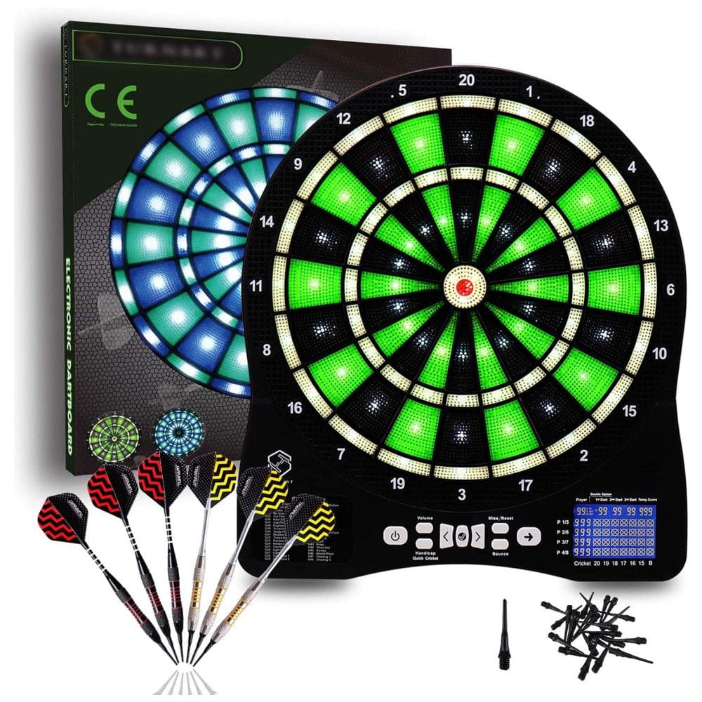 Jogo De Dardos Eletrônico, Segmentos Iluminados, Jogos com Luz, Durabilidade Profissional com Pontuação, 8 jogadores.Turnart