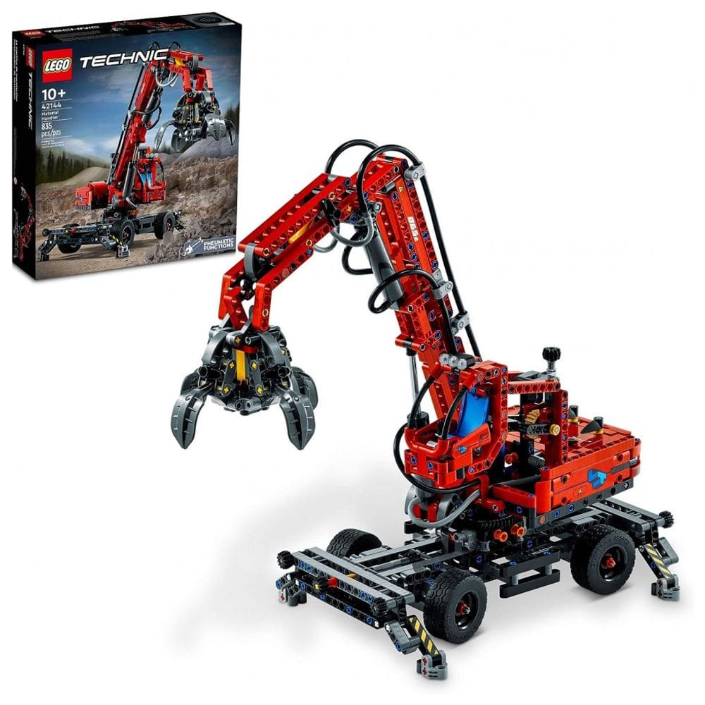 LEGO Technic Material Handler Crane 42144 Building Set for Ages 10 A Gift for Kids Who Love Pneumatic Models and Construction Site Toys 835