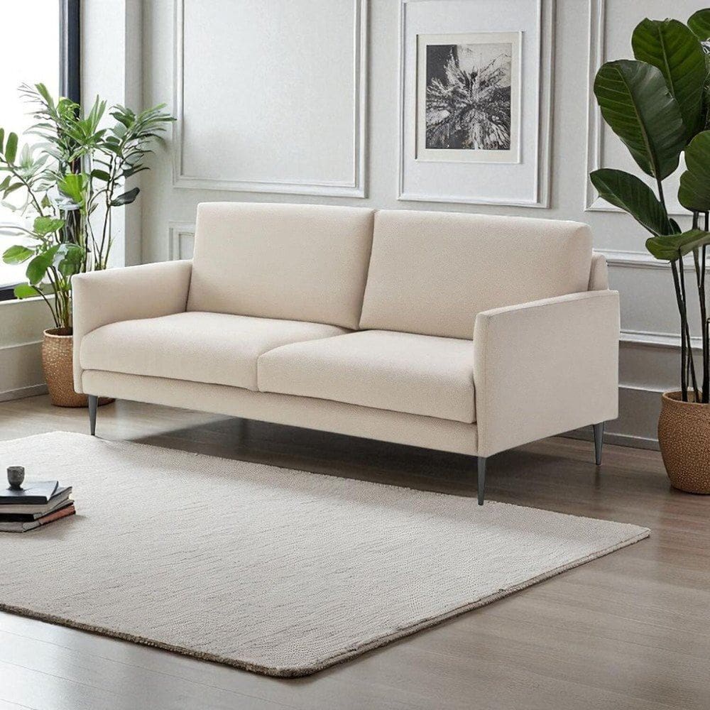 Sofá 2 Lugares Revestimento em Sarja 100% Algodão 190cm Bege Claro
