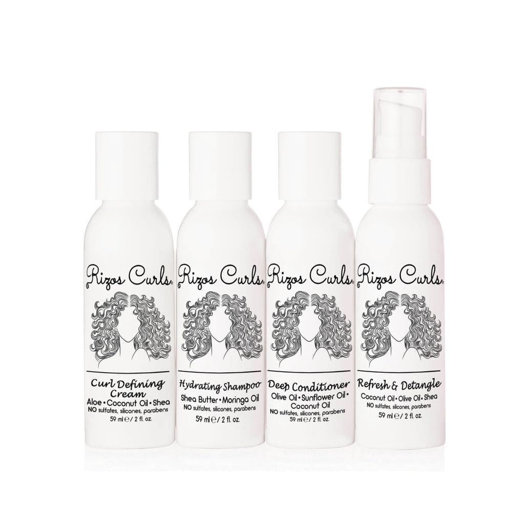 Kit de viagem Rizos Curls 4-Step System: shampoo, condicionador, etc