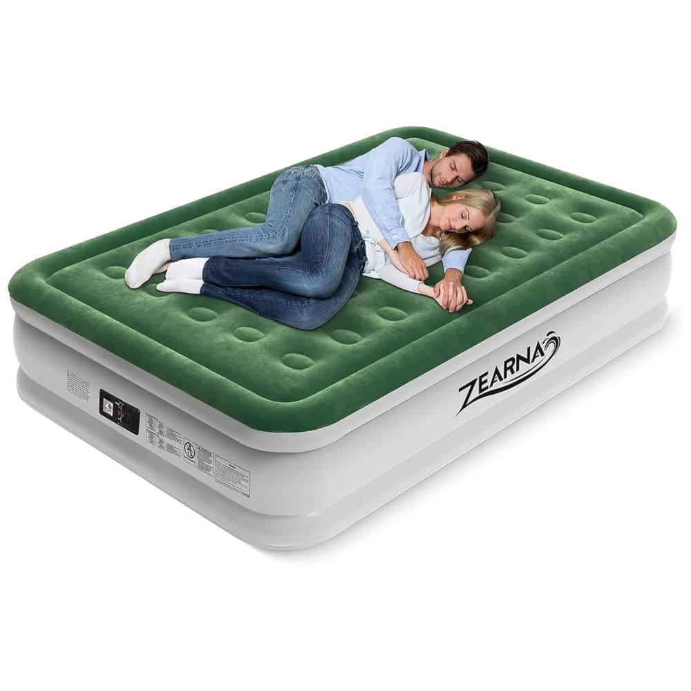 Colchão de Ar Queen com Bomba Melhorada, Inflação em 2 Minutos, Suporte até 295kg, Câmara Dupla, Sem Vazamentos Noturnos,Zearna