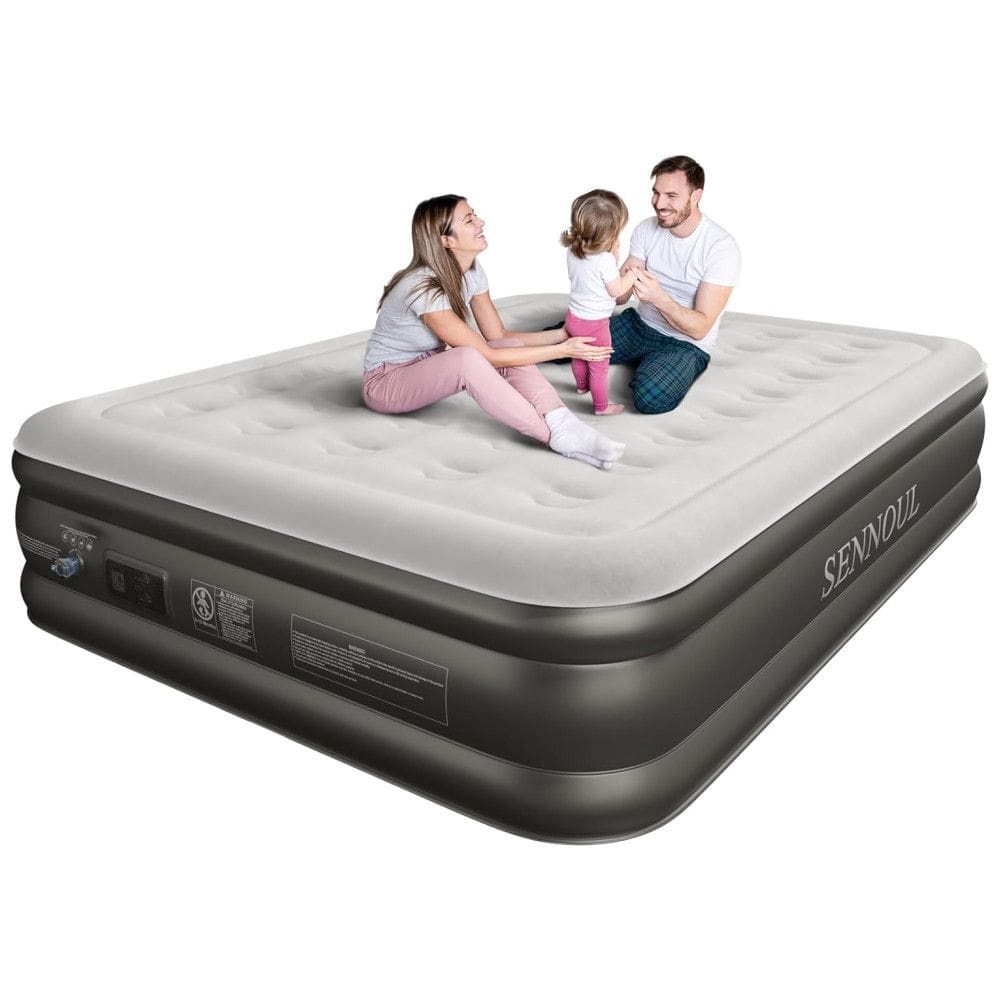 Colchão de Ar Queen com Bomba Interna Aprimorada - Infla e esvazia em 2 Min, Suporte 295kg, Super Confortável e Resistente a Perfurações