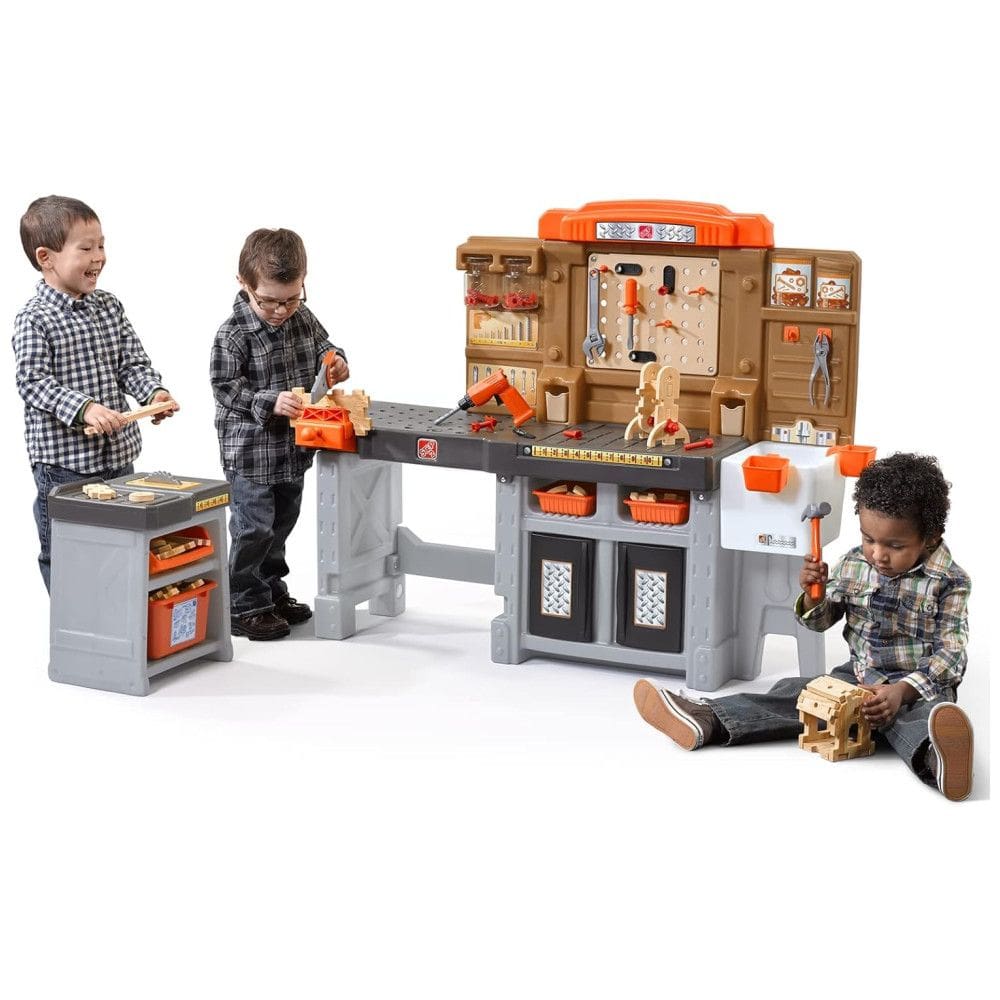 Bancada de Ferramentas Infantil Para Ambientes Internos e Externos, Inclui 76 Acessórios de Brinquedo, Para Crianças a Partir de 3 Anos -