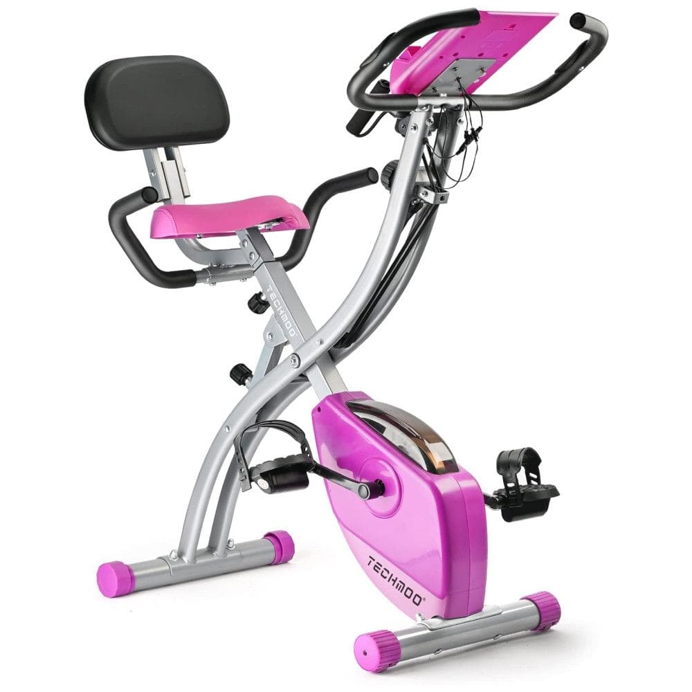 Bicicleta Ergométrica com Tela Digital e 8 Velocidades, TECHMOO, Rosa
