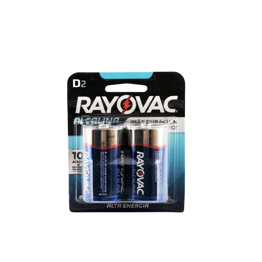 Bateria Rayovac High Energy D Cell Alkaline, pacote com 2 unidades