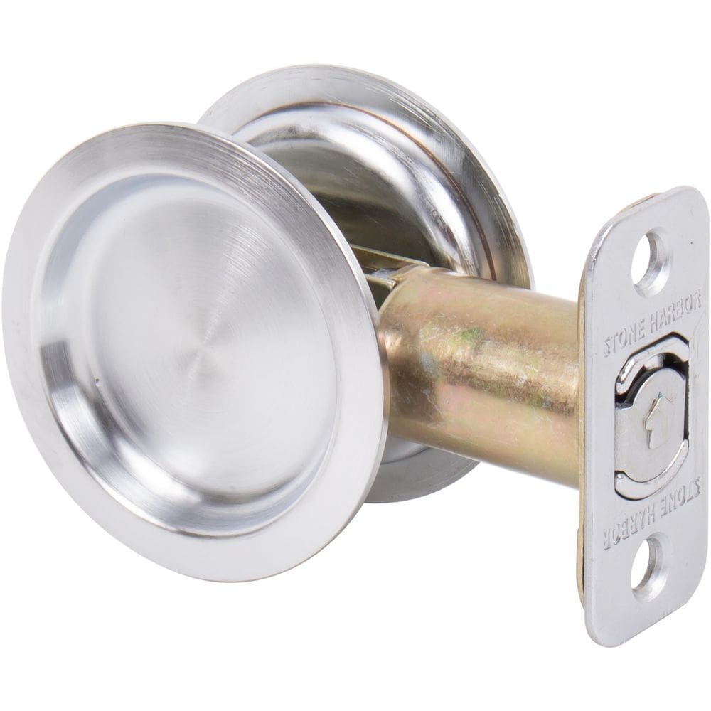 Fechadura de bolso redonda Stone Harbor Satin Chrome 2,4 cm