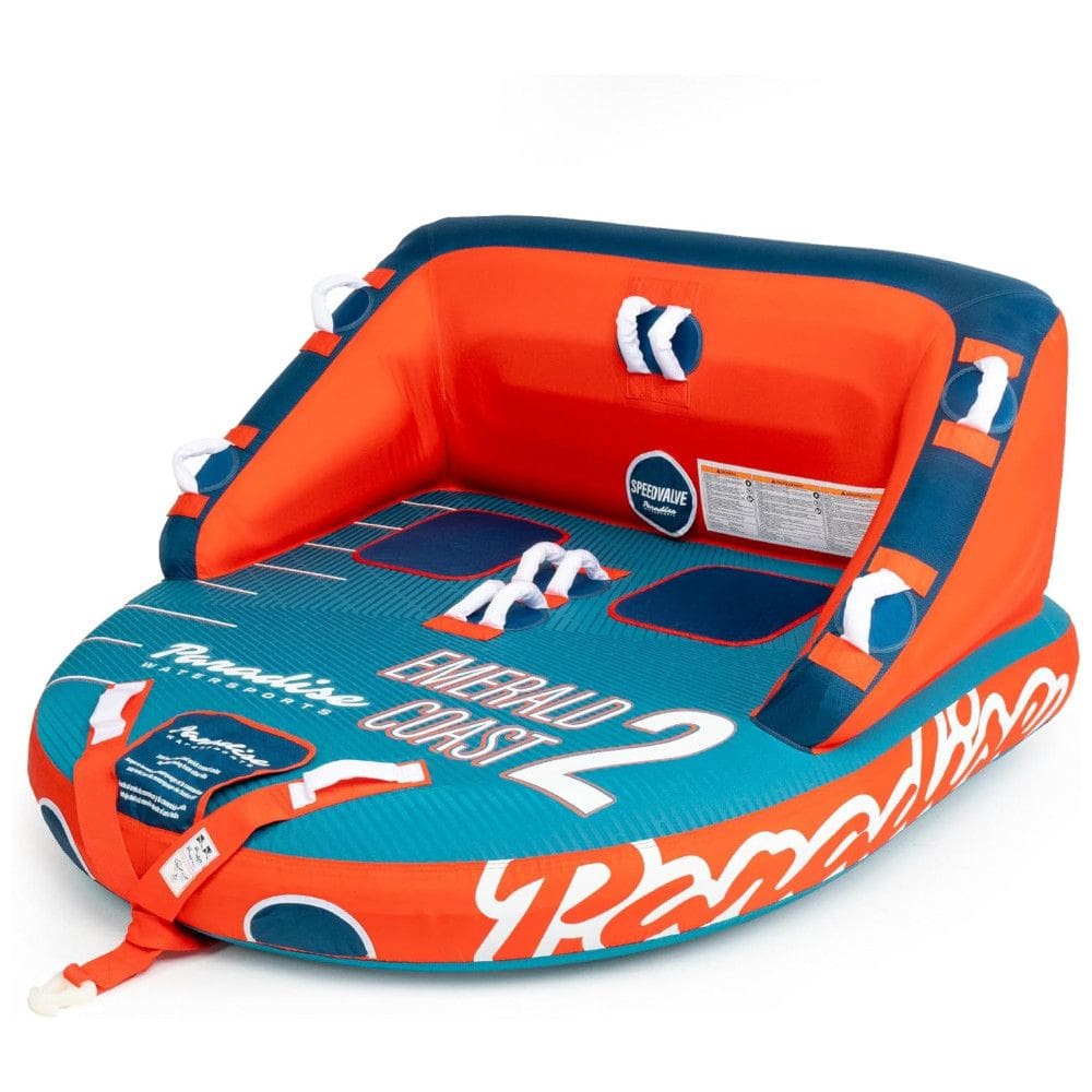 Boia Rebocável para 1 a 2 Pessoas com Costura Reforçada e Acolchoamento EVA, Paradise Water Sports, Azul e Laranja