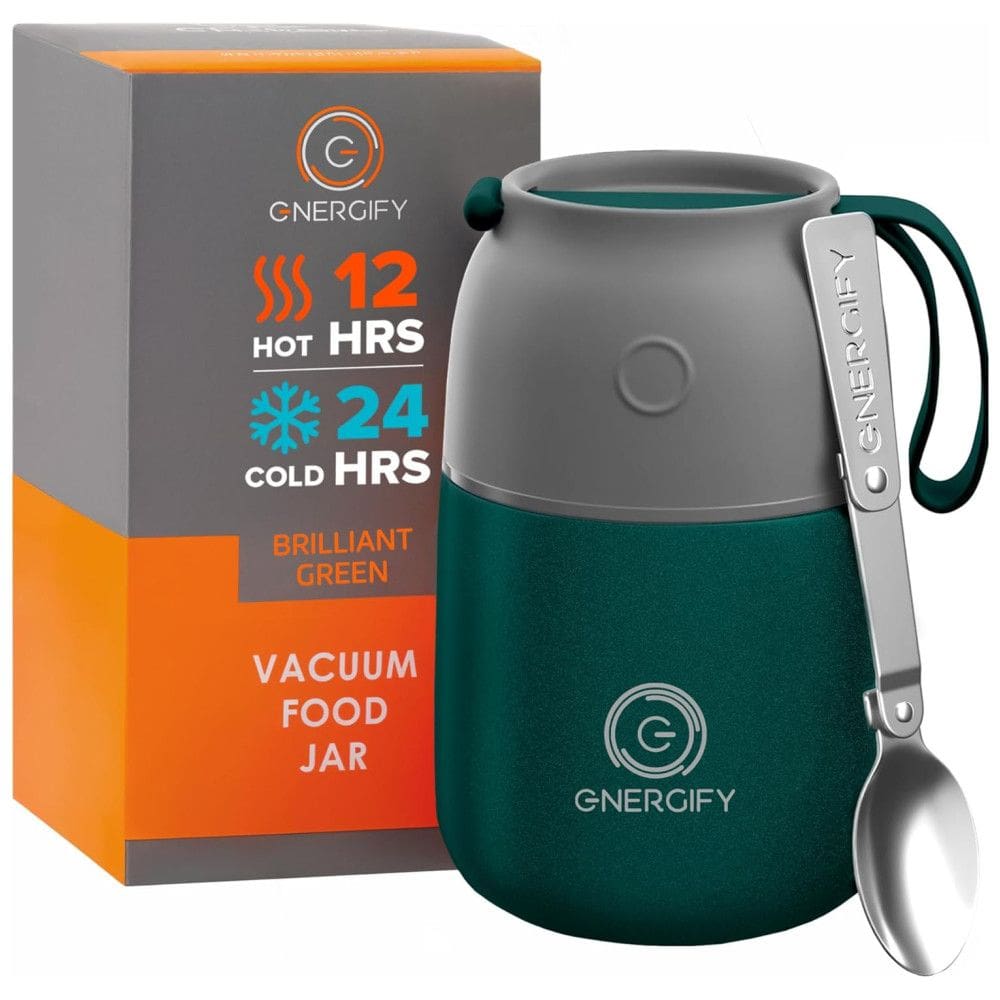 Frasco Térmico Portátil para Alimentos 500mL em Aço Inoxidável com Vedação e a Prova de Vazamentos, Verde Claro