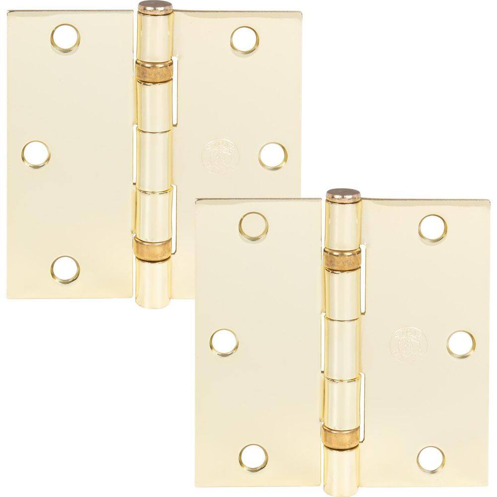 Dobradiças de porta Stone Harbor Hardware, 8,9 cm, latão polido, pacote com 2
