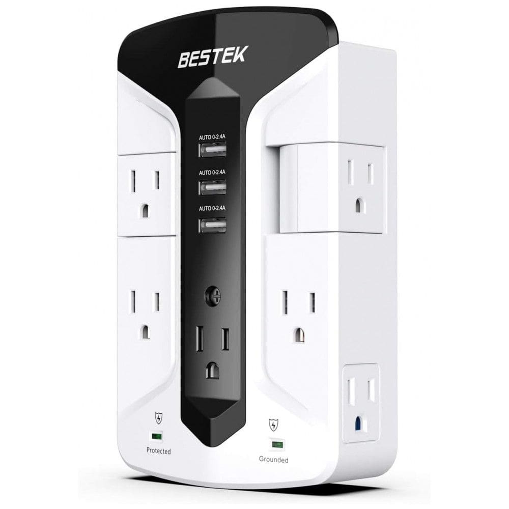 Protetor Contra Picos de Energia 900 Watts com 7 Portas CA Giratórias e 3 USB, 110v, BESTEK GG143, Branco