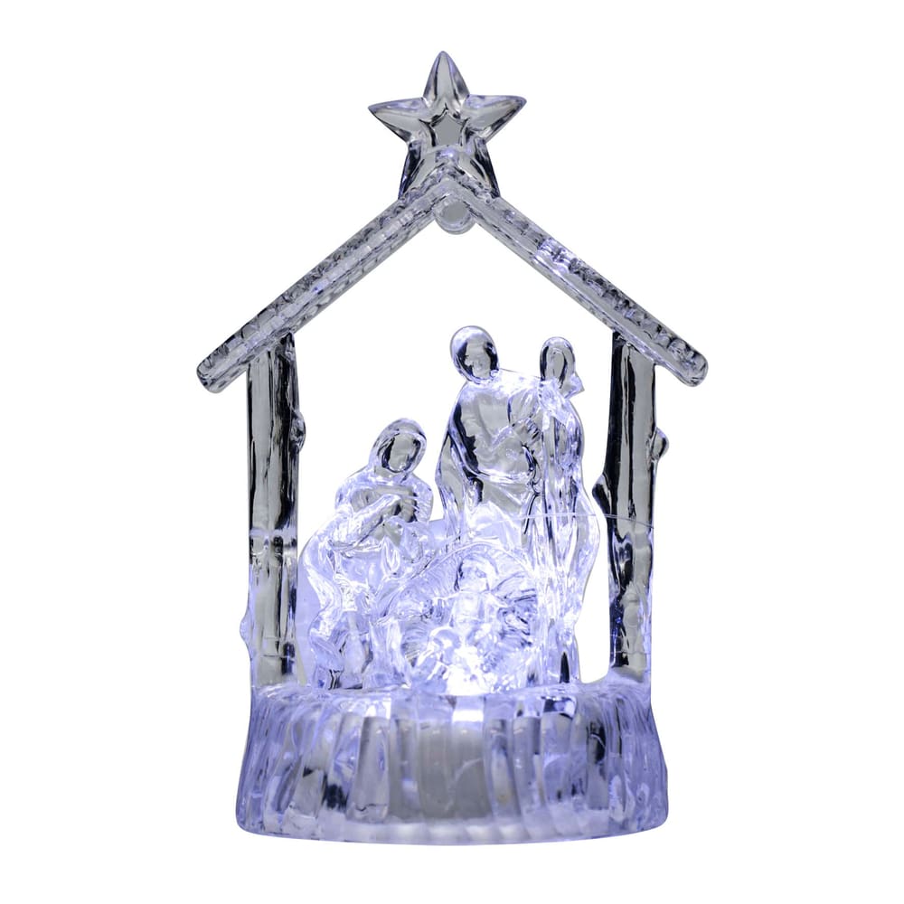 Presépio Cristal Iluminado LED Branco 12x8cm