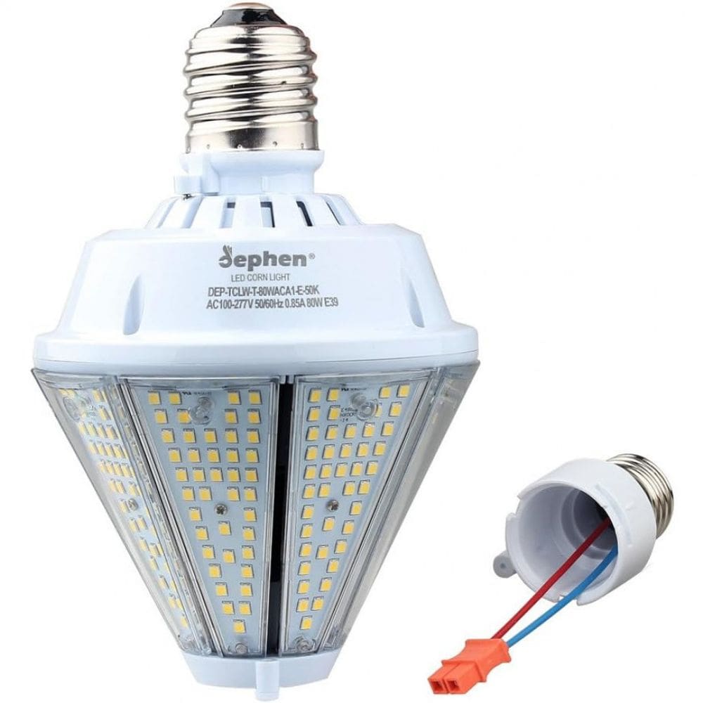 Lâmpada LED, 80W, 10400 Lumens, 5000K Branca com Base E26 E39, 1 Unidade, DEPHEN DEP TCLW B 80WXYA1Z, Branco