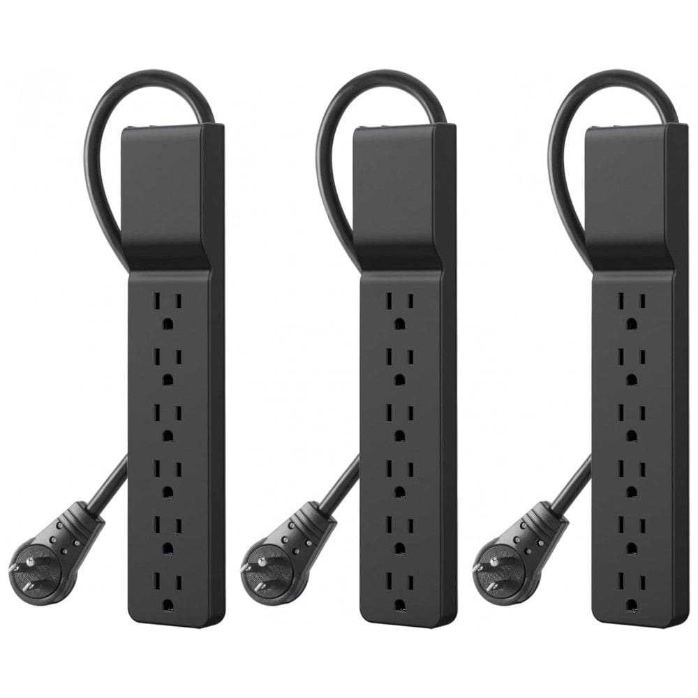Protetor Contra Picos de Energia e Raios 900 Watts com 6 Portas CA Giratórias, 3 Unidades, BELKIN, Preto