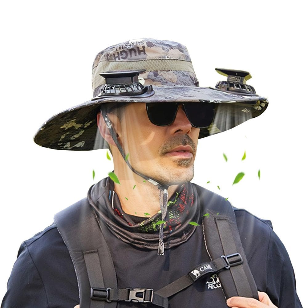 Chapéu de ventilador solar PRYZALO de aba larga para homens e mulheres pescando