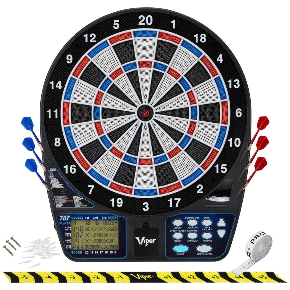 Jogo De Dardos Eletrônico, Ultrafino para Maior Área de Pontuação, Furos de Segmento com Trava para Menos Rebatidas,16 jogadores.Viper
