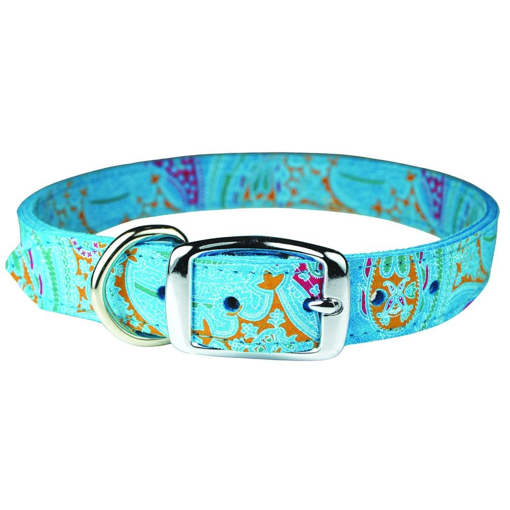 Coleira para cães OmniPet 6247-TQ18 Leather Paisley Turquesa 30-41 cm