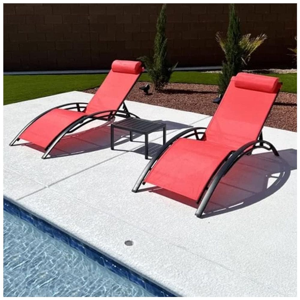Espreguiçadeiras para Jardim, Praia e Piscina com Mesa Lateral, Cadeiras Reclináveis para Todas as Condições Climáticas,PURPLE LEAF