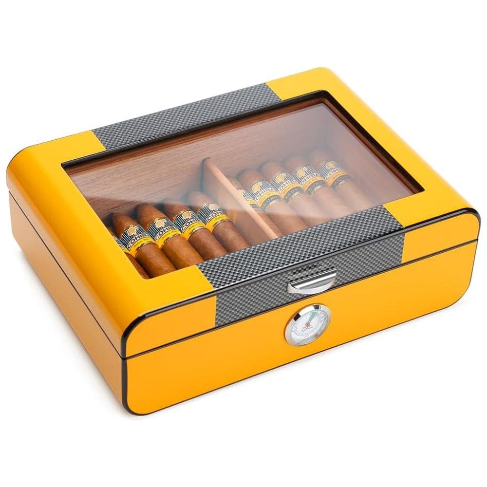 Umidor de Cedro para Charutos Bald Eagle, com Tampo de Vidro, Humidificador e Higrômetro para até 25-50 Charutos