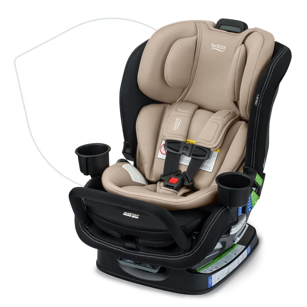 Cadeirinha de Bebê Conversível Britax Poplar S 2 em 1, Design Slim de 43 cm, Tecnologia ClickTight, Modelo Sand Onyx, Cinto de Segurança.