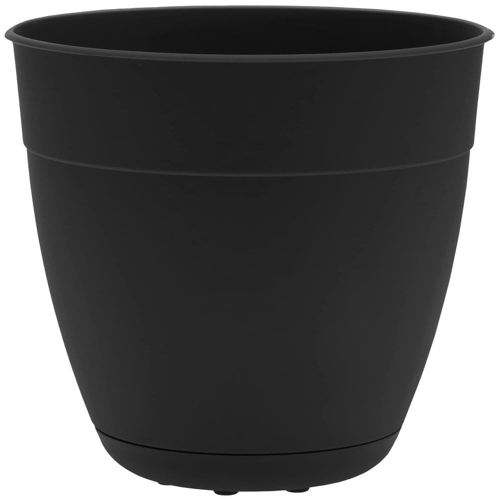 Planter Bloem Dayton 30 cm de plástico reciclado preto com 11 cm de altura