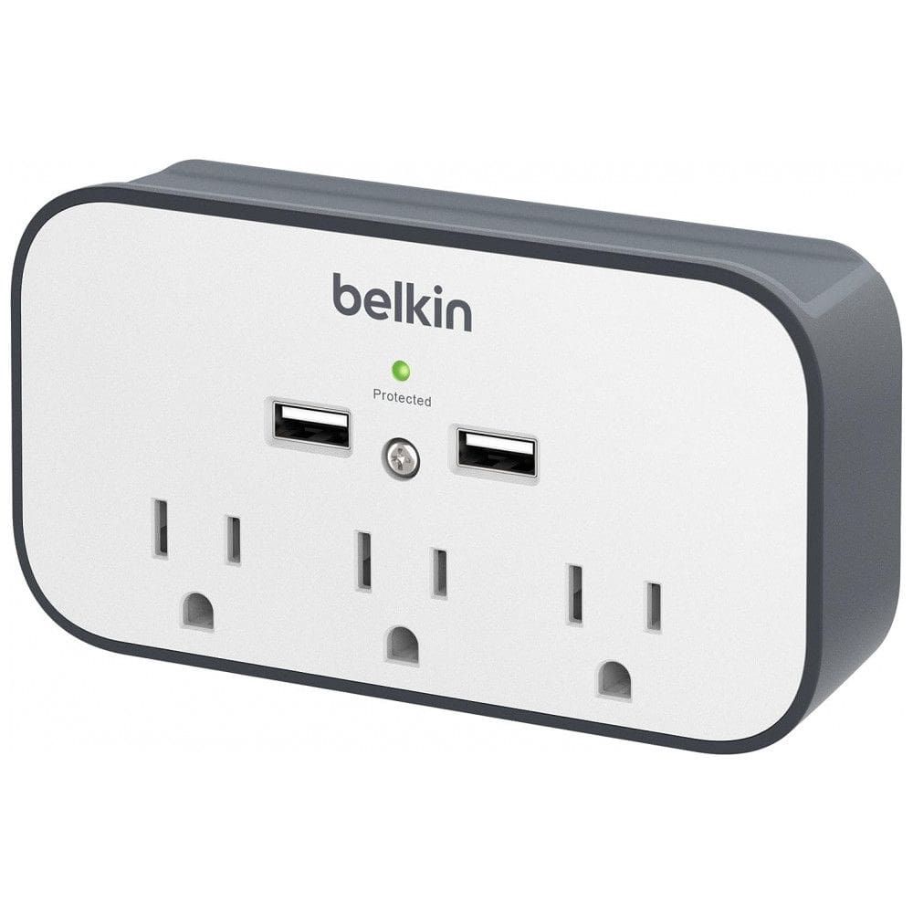 Protetor Contra Picos de Energia e Raios 540 Watts com 3 Portas CA e 2 USB, 110v, BELKIN BSV300ttCW, Branco