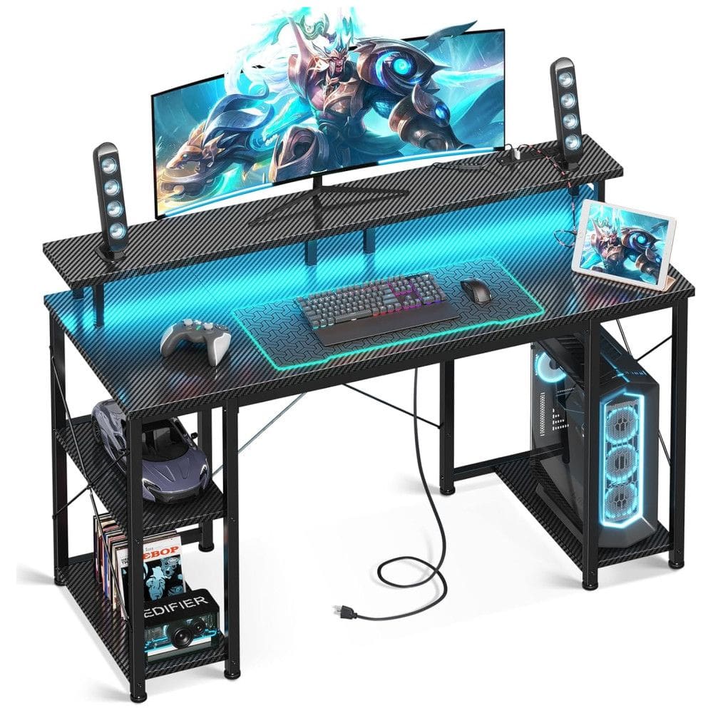 Mesa Gamer ,Tomadas Elétricas e Luzes LED. Suporte p Monitor e Jogos. ODK