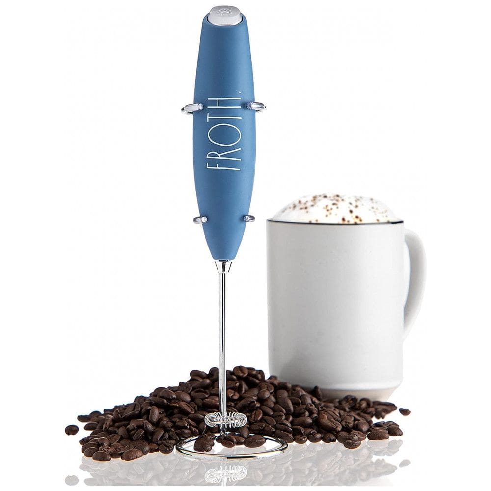 Espumador Elétrico de Leite em Aço Inoxidável a Bateria com Suporte, Marinho, RAE DUNN, Azul Marinho