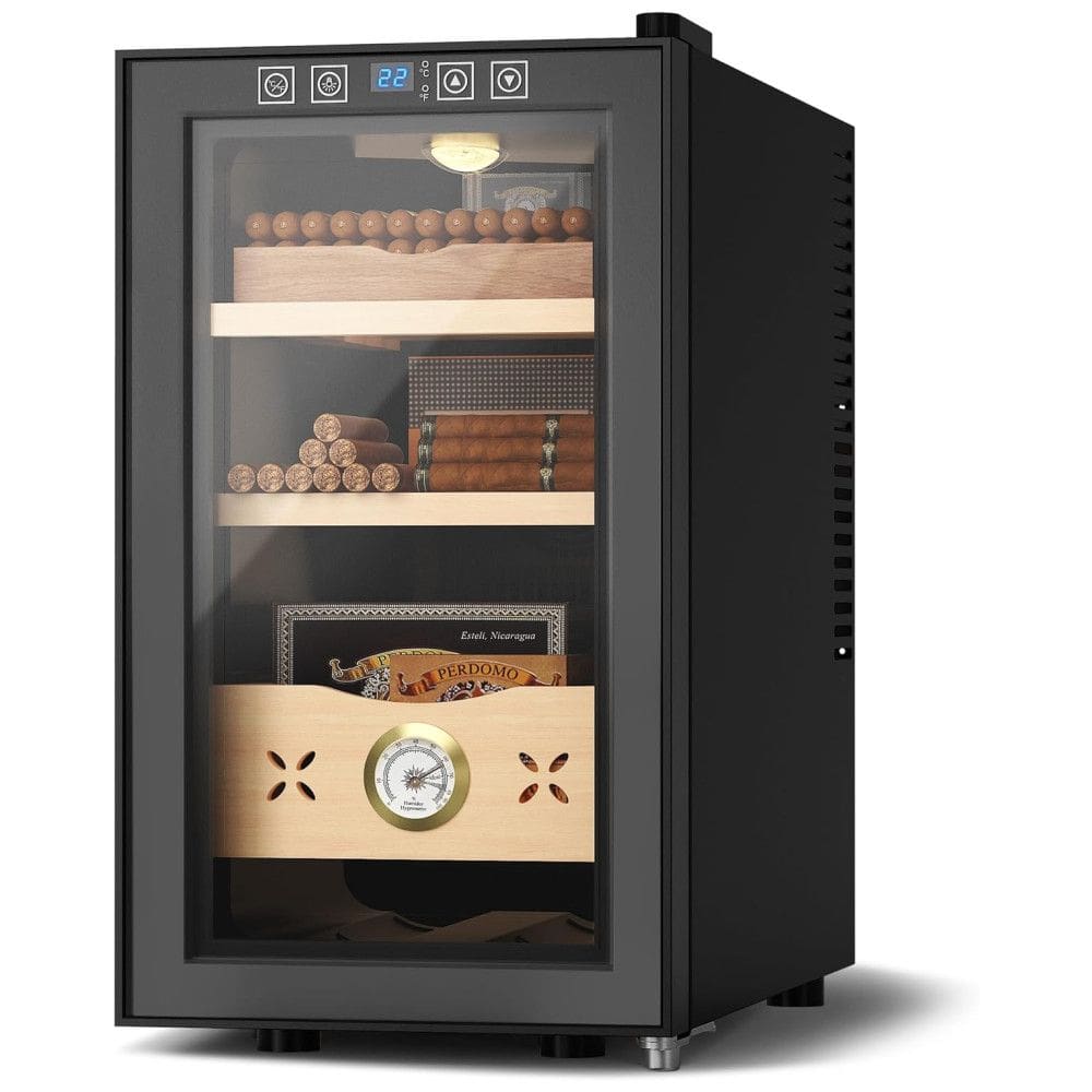 Umidor de Charutos Elétrico EUHOMY, 25 Litros, com Controle de Temperatura, Armário de Cedro Espanhol para 155 Unidades