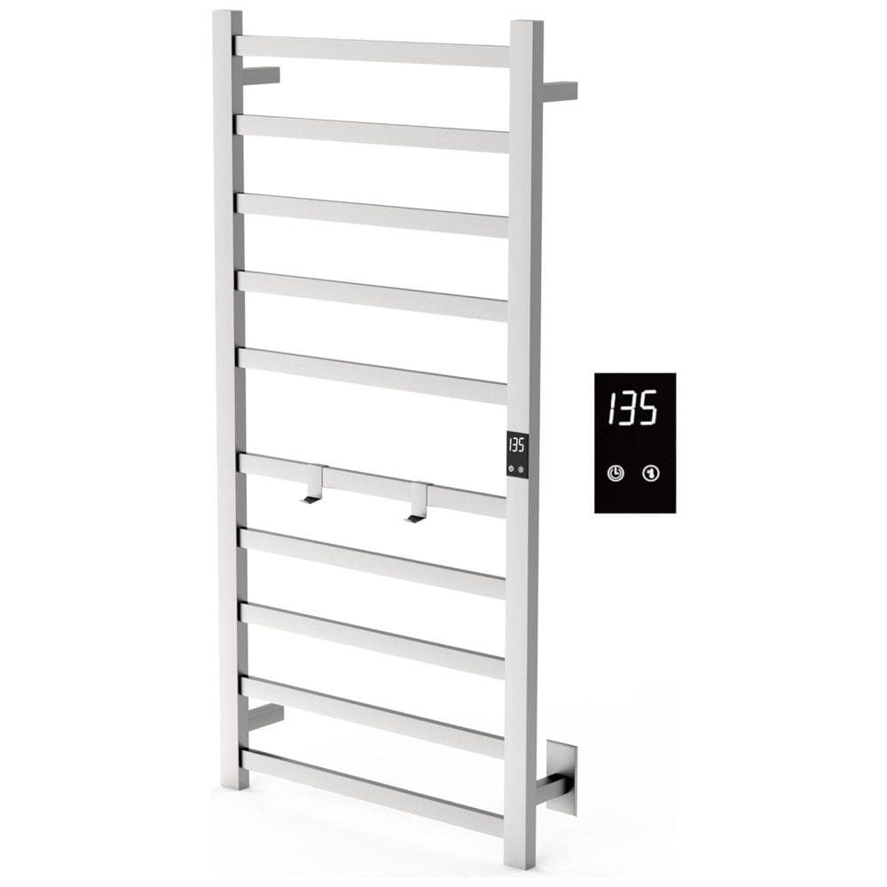 Aquecedor de toalhas elétrico super fino com temporizador, ajustes de temperatura em vários níveis, plug-in com fio