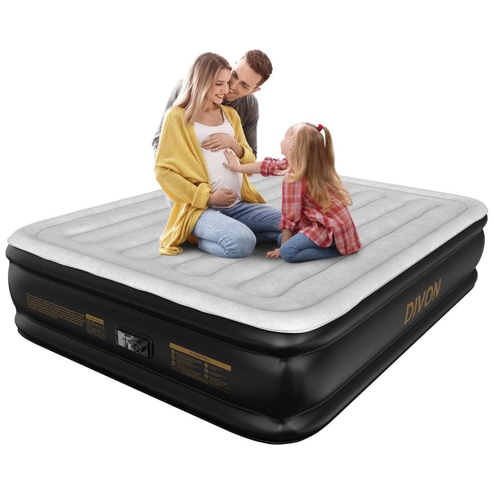 Colchão de Ar DIVON Queen com Bomba Interna, Colchão Inflável com Padrão de Ondas em 76 cm, 46 cm de Altura, Colchão de Ar de Luxo para Casa