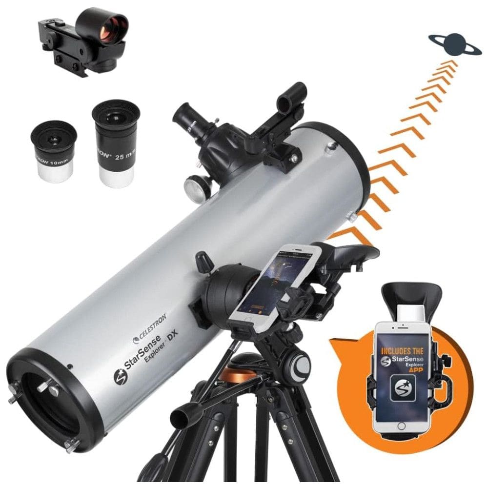 Telescópio Celestron StarSense Explorer DX 130AZ com App, Ajuda a Localizar Estrelas, Planetas e mais,Refletor Newtoniano de 130mm.