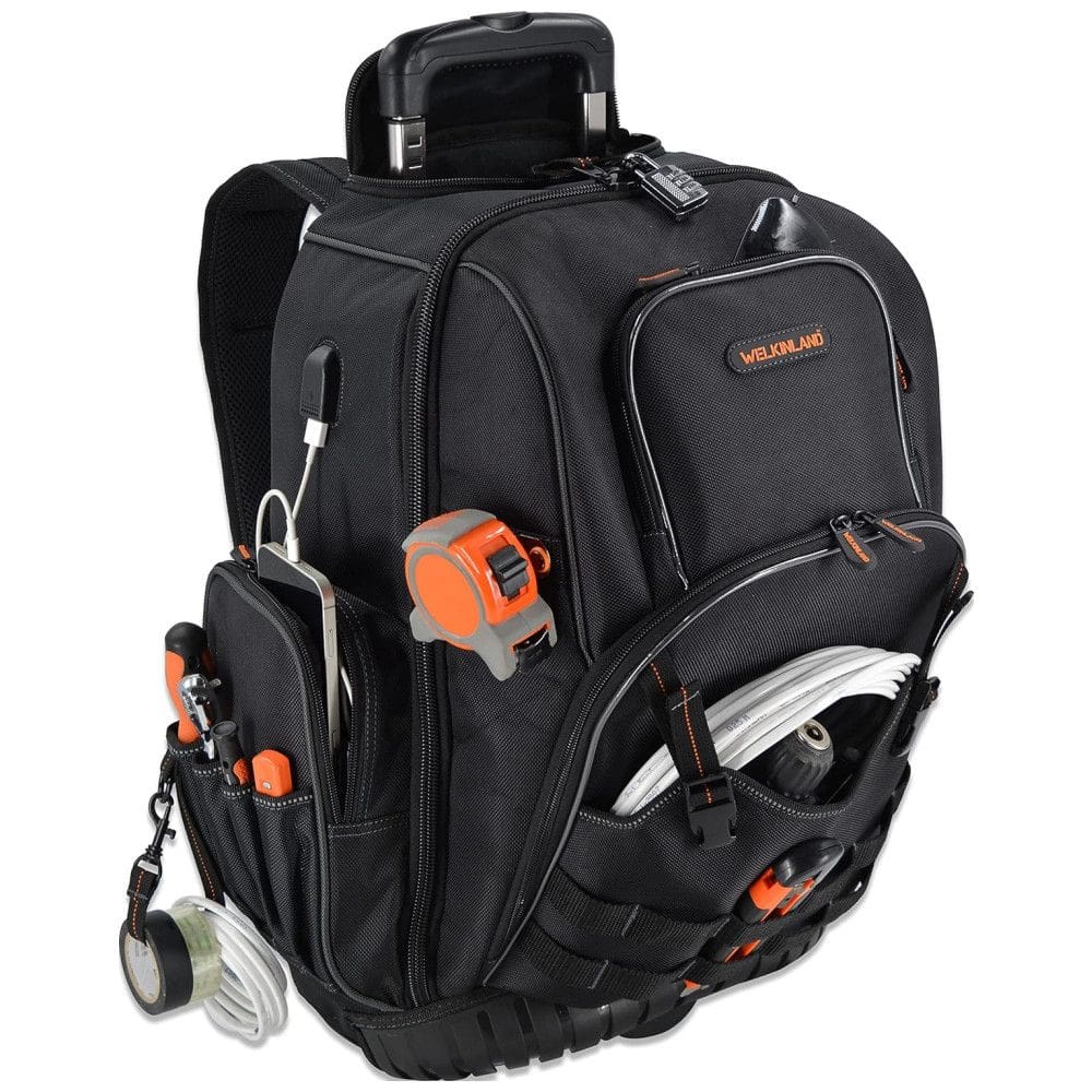Mochila de Ferramentas Organizadora com 72 Compartimentos, WELKINLAND, Preto