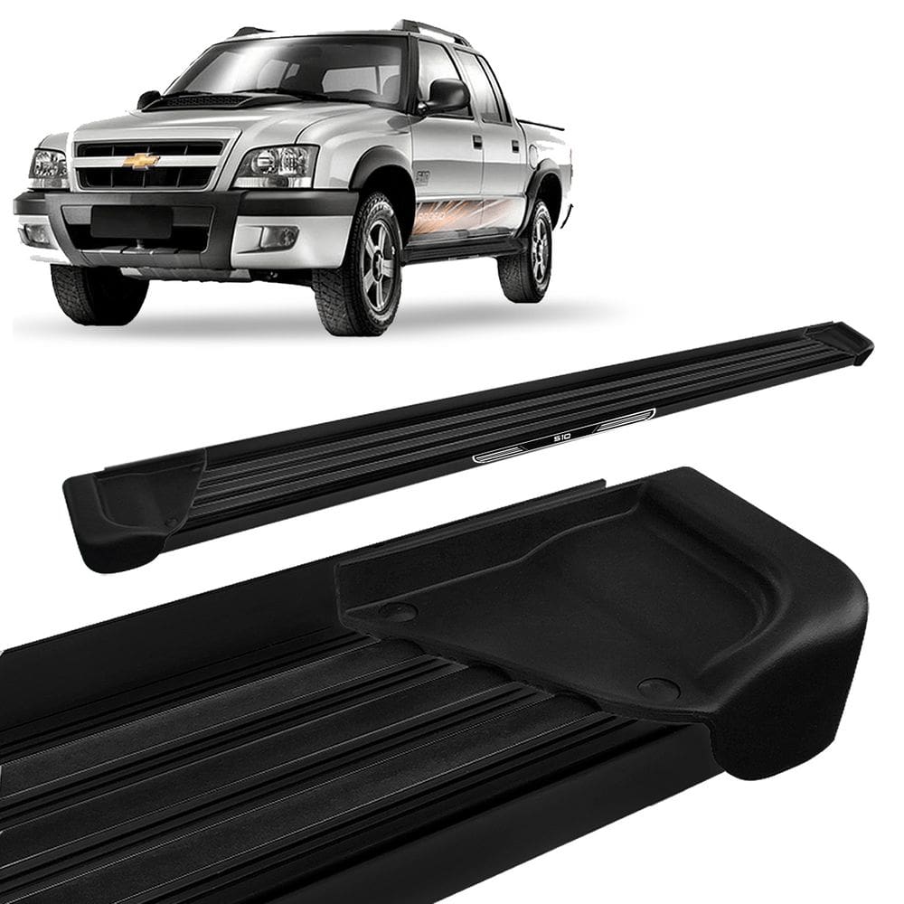 Estribo Lateral S10 1995 a 2011 CD Alumínio Preto A1 Com Ade