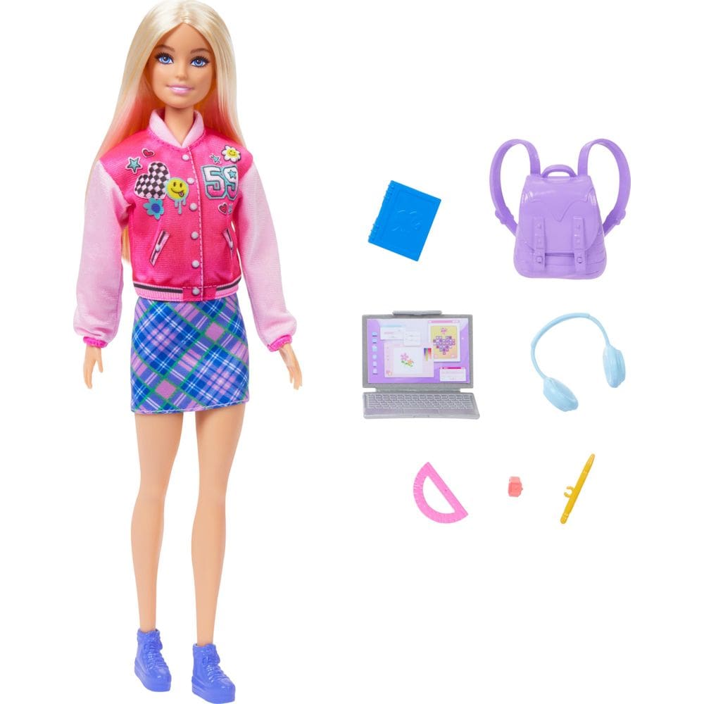 Boneca de moda Mattel Barbie I Love School com 7 acessórios