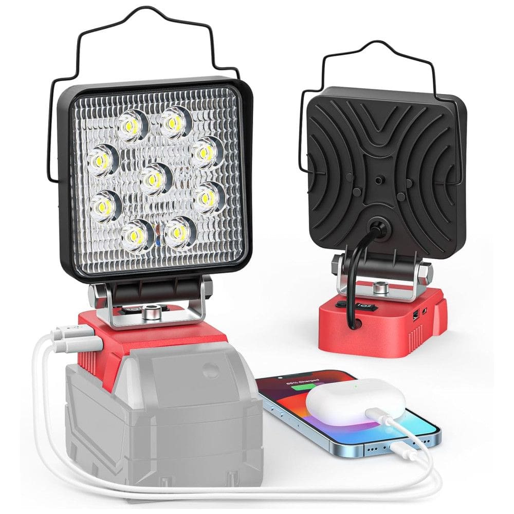 Luz de trabalho LED 27W 2400LM Alimentada por Bateria 18V Não Incla, ECARKE SKU066950005 US FBA 5, Vermelho