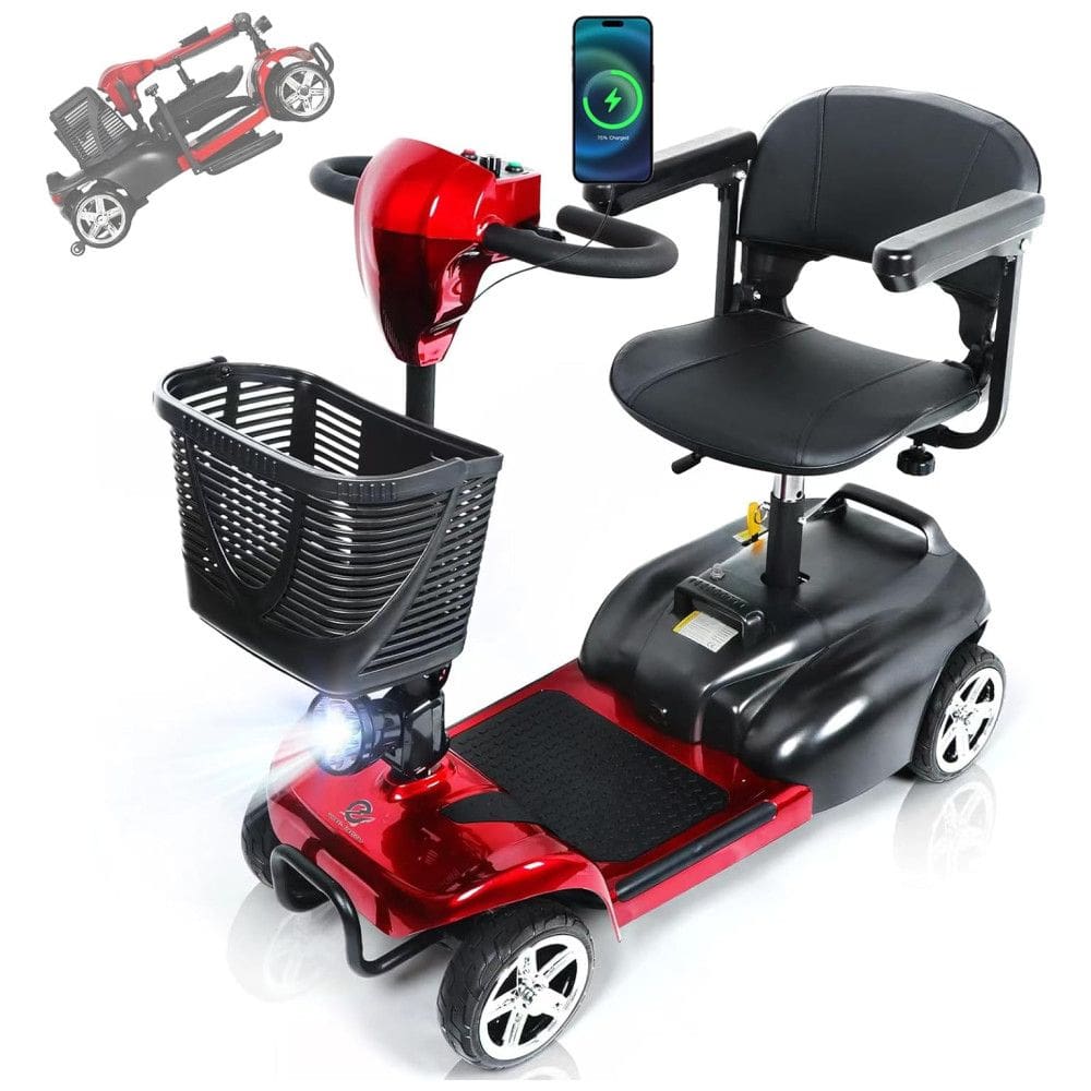 Cadeira de Rodas Elétrica Dobrável para Adultos, com 120 kg de Capacidade, 22,5 km de Autonomia, 8 km/h, Bateria de Longa Duração